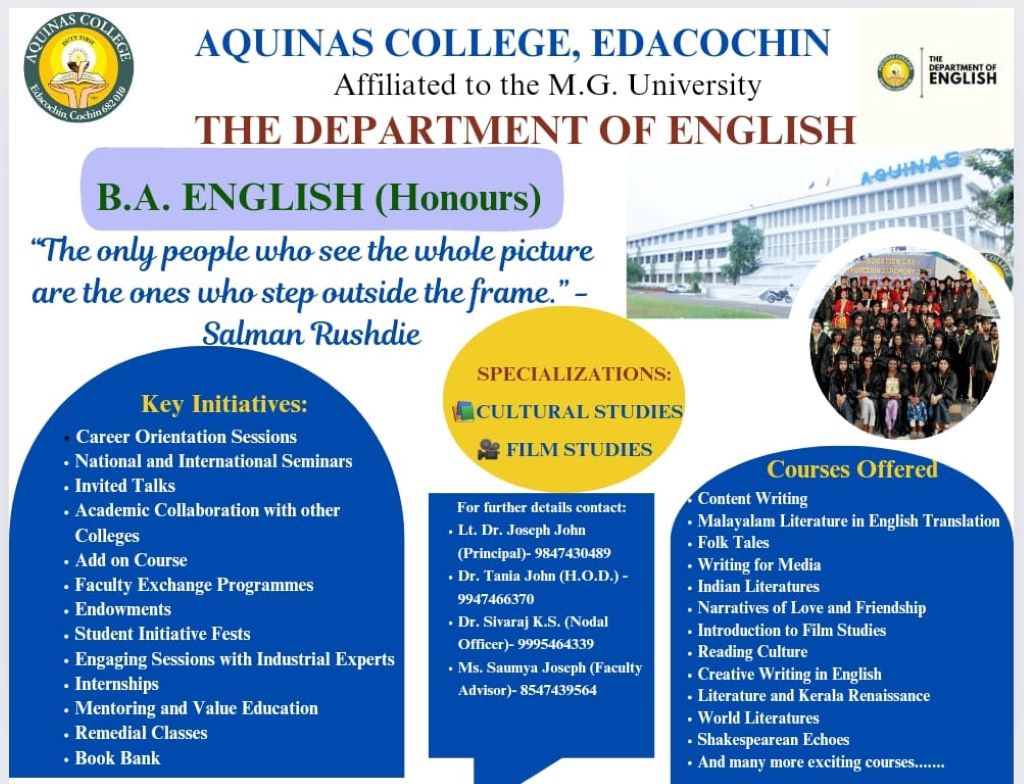 Department of English at Aquinas College, Edakochi